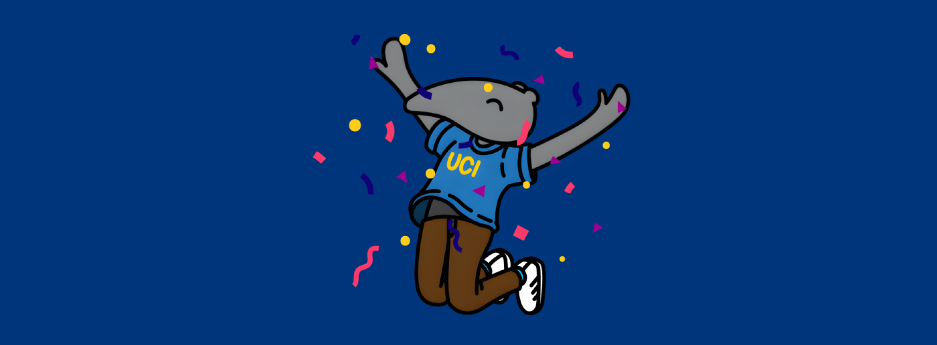 Cartoon anteater jumping for joy